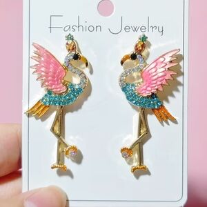 Pink and Blue Flamingo Earrings